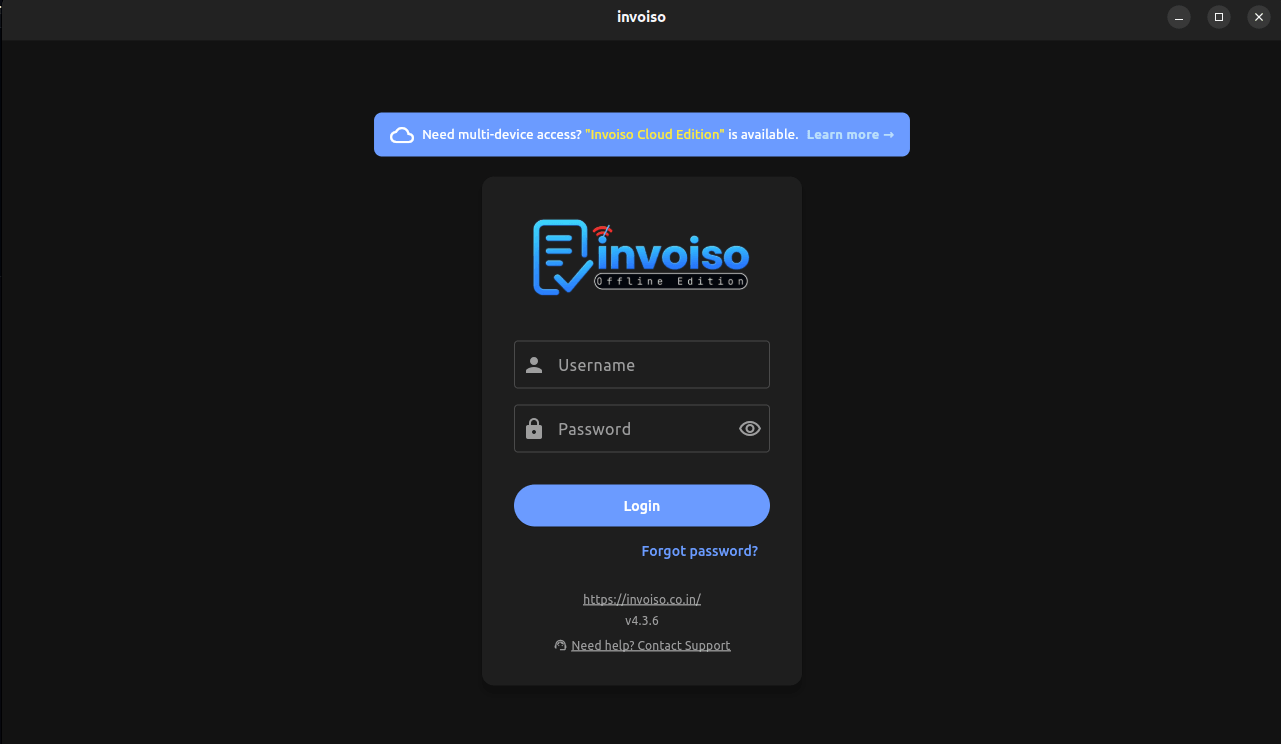 Invoiso login screen with the Forgot password link